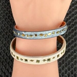 Bhavana Leather & Mixed Metal Inlay
Cuff Bracelets - Set of 2 Boho Bangles